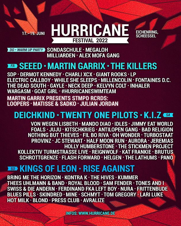 Reflections of Darkness - Music Magazine - HURRICANE FESTIVAL 2022 -  Line-up Changes